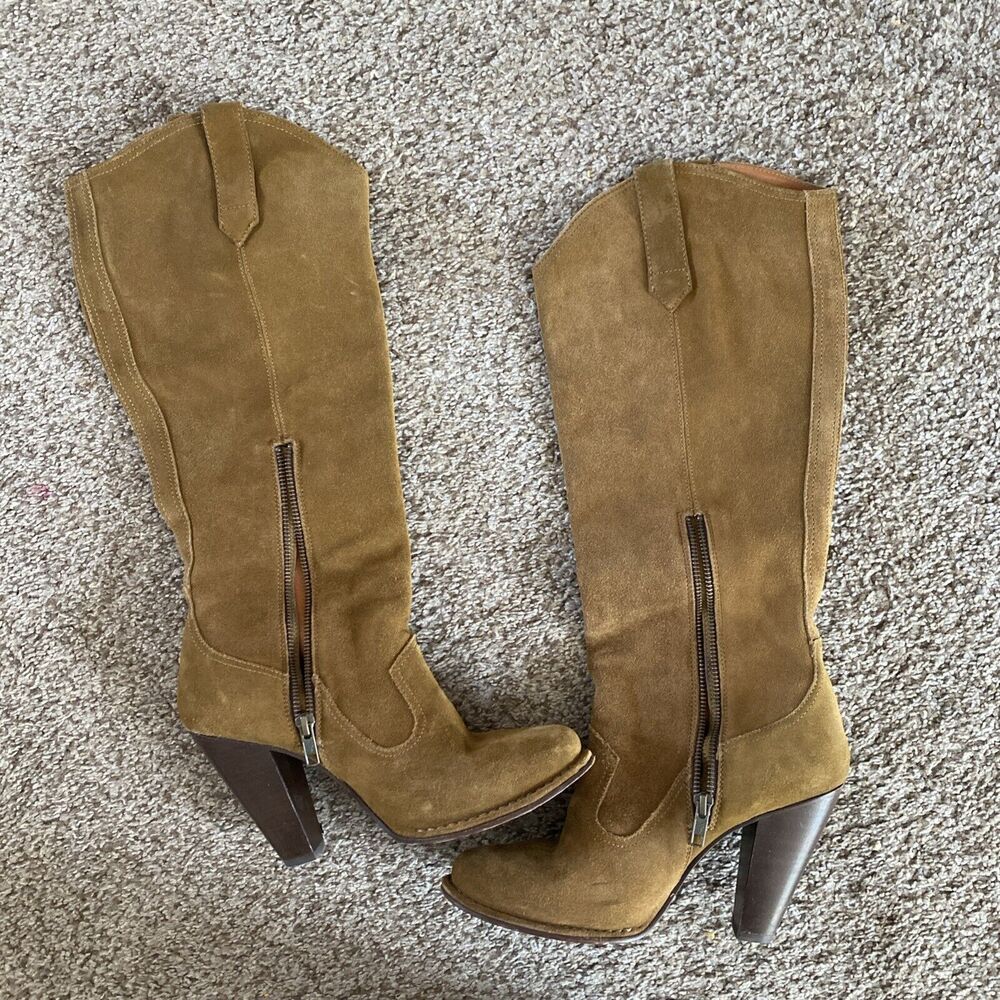 Frye Tall Western Suede Madeline Boots Size 8.5